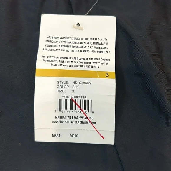 NWT Hobie Plus Size Bikini Brief Swim Bottom Black HS1CM93W Size 3X - Picture 4 of 7